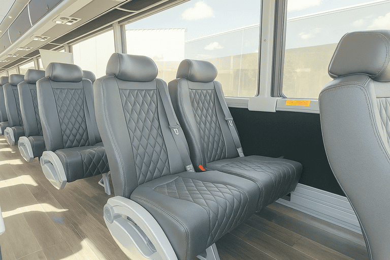 interior of Macon Shuttle Bus Rentals charter bus